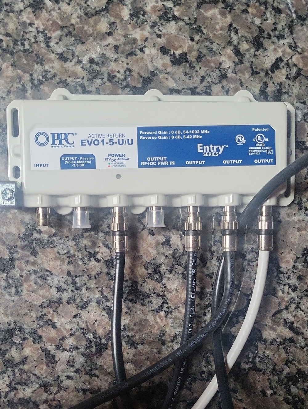 PPC EVO1-5-J-U Active Return 5-Port Splitter White/Blue w/ 4 cables gently used